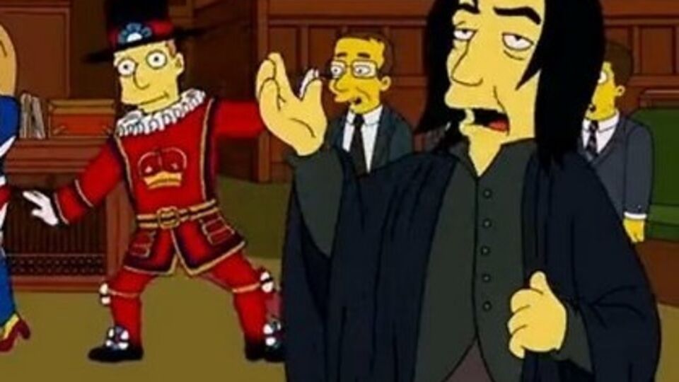 Анимационный Рикман появляется в кадре под музыку Боуи