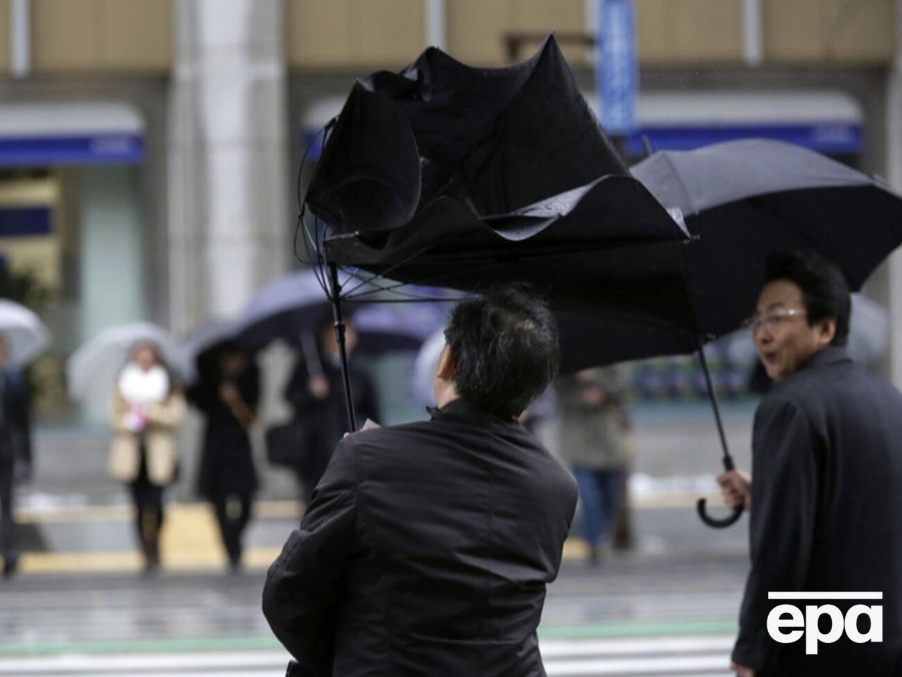 В Японии сильные ветра и снегопады