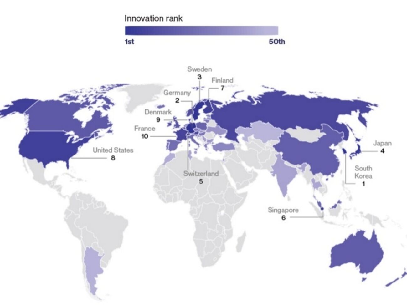 Украина вошла в топ-50 инновационных экономик мира