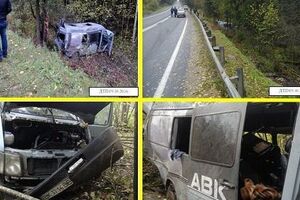 СМИ: Водителя ослепил встречный транспорт, после чего микроавтобус съехал в кювет