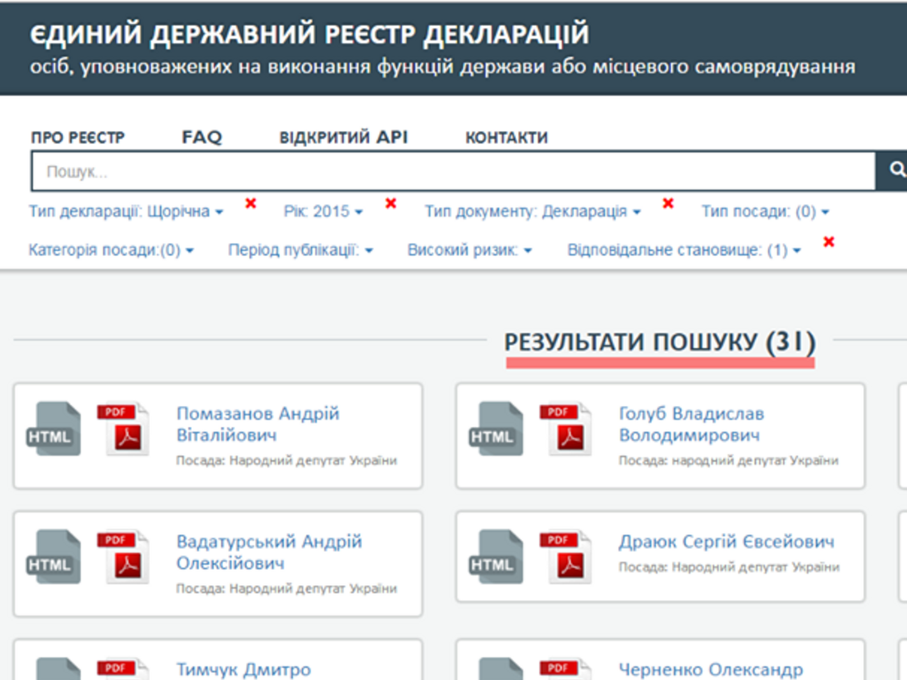 31 народный депутат из 423 подал декларацию к настоящему времени