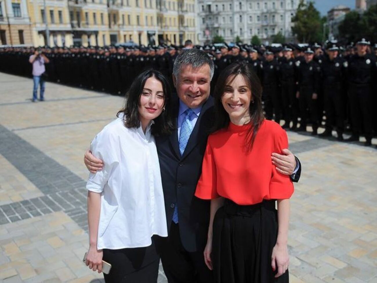 Старт патрульной службы Украины, 4 июля 2015 года. Будущий глава Нацполиции Деканоидзе, министр внутренних дел Аваков, его заместитель Згуладзе