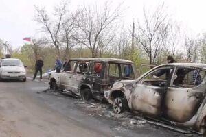 Место боя "Правого сектора" с сепаратистами под Славянском