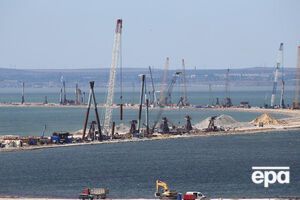 Строительство моста со стороны Таманского полуострова