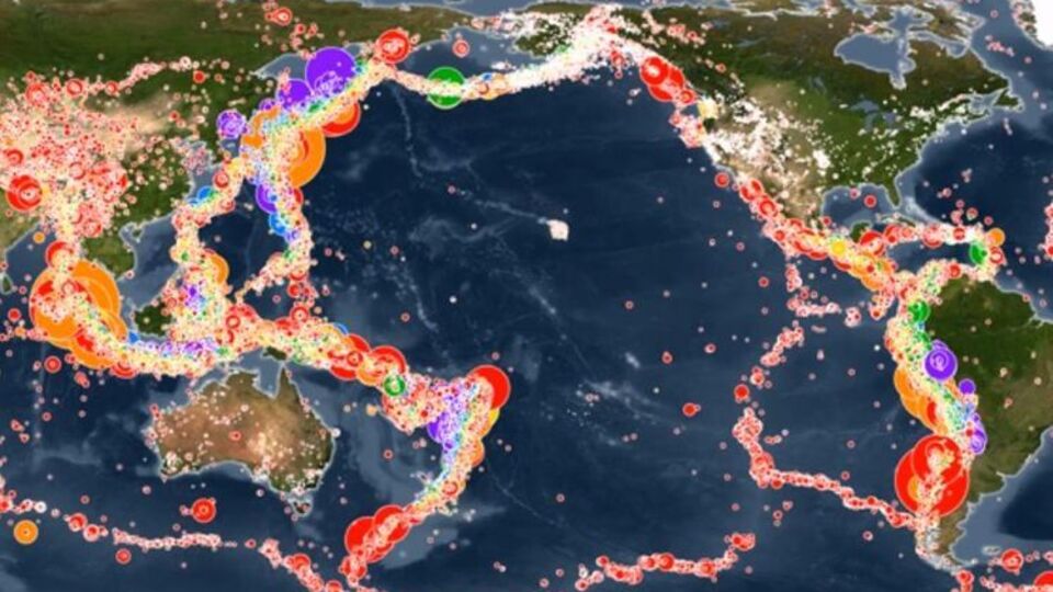 Метеорологи показали землетрясения за последние 15 лет