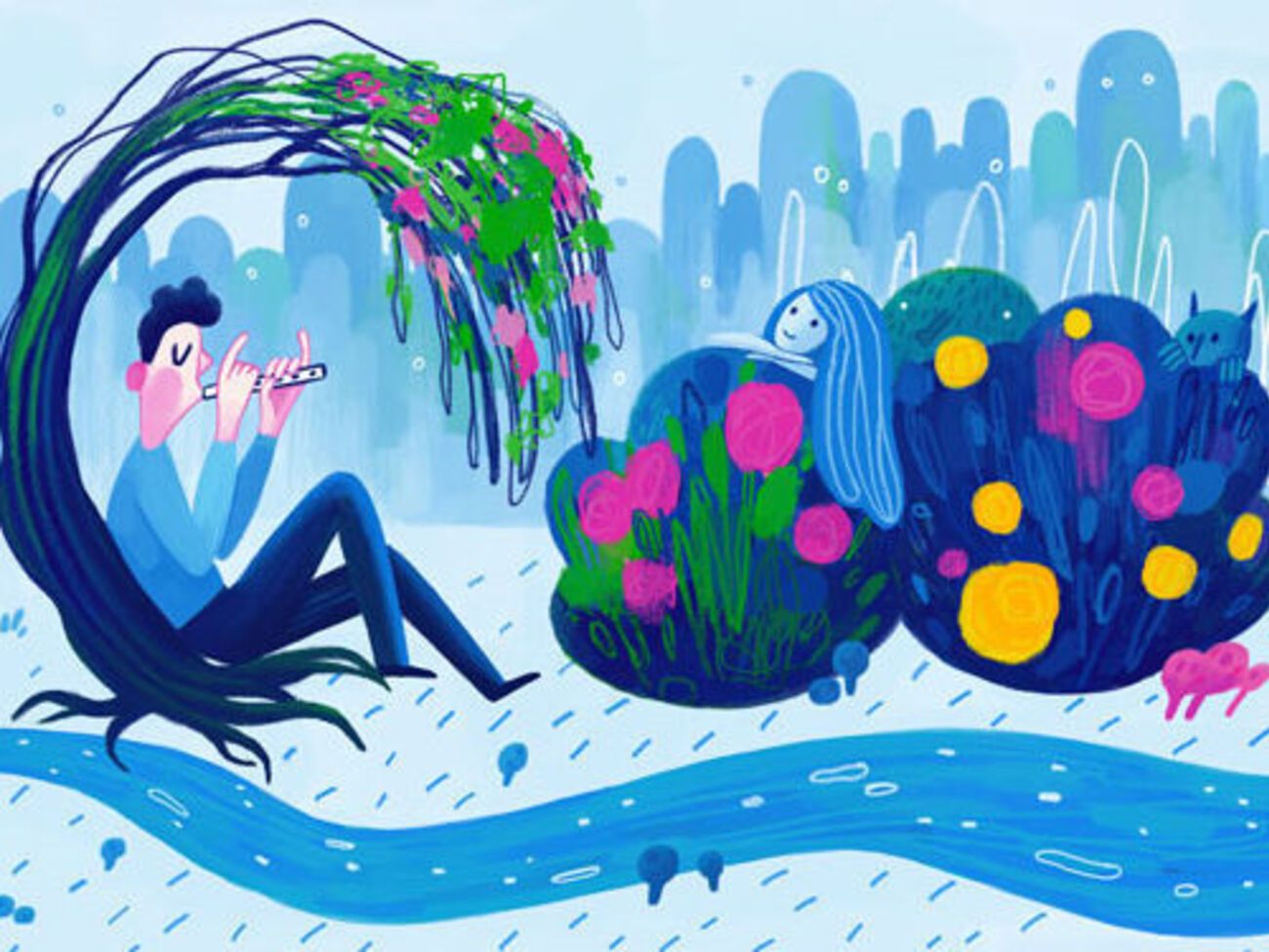 Дудл изображает сцену из "Лесной песни"