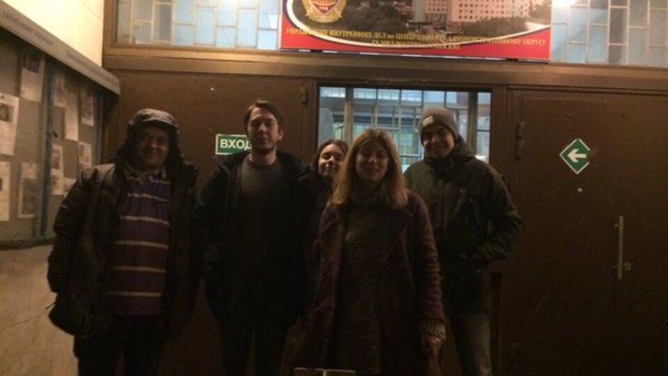 Активисты "Открытой России" после выхода из полицейского участка
