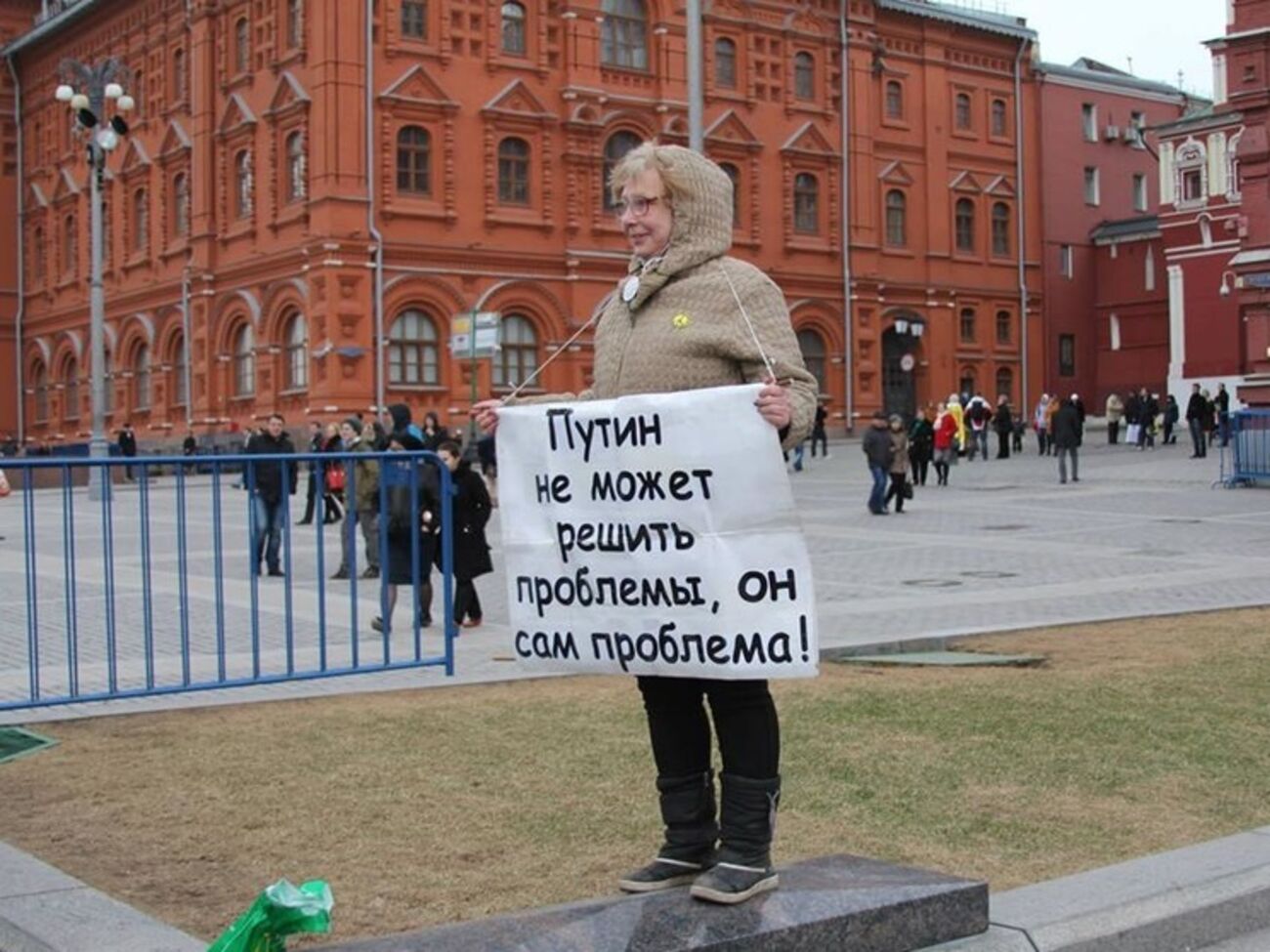 Ирина Калмыкова на одном из пикетов