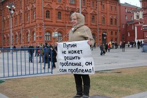 Ирина Калмыкова на одном из пикетов