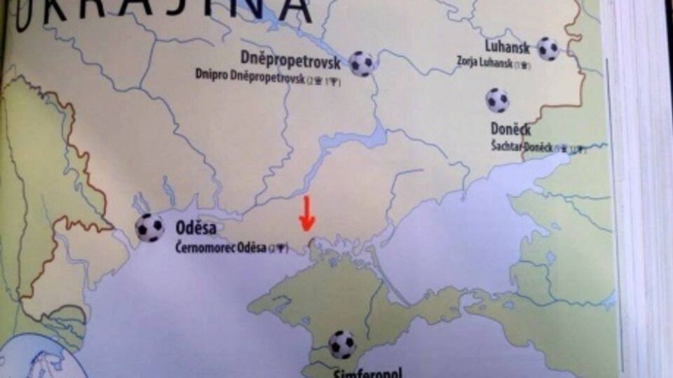 В "футбольном атласе мира" чешского издательства Ottovo Nakladatelstvi Крым назван частью России