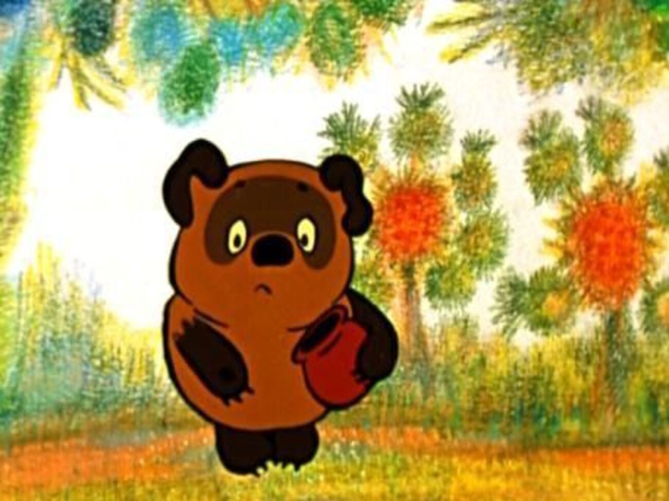 Благодаря замедлению звука возможно услышать реальный голос Леонова в мультфильме