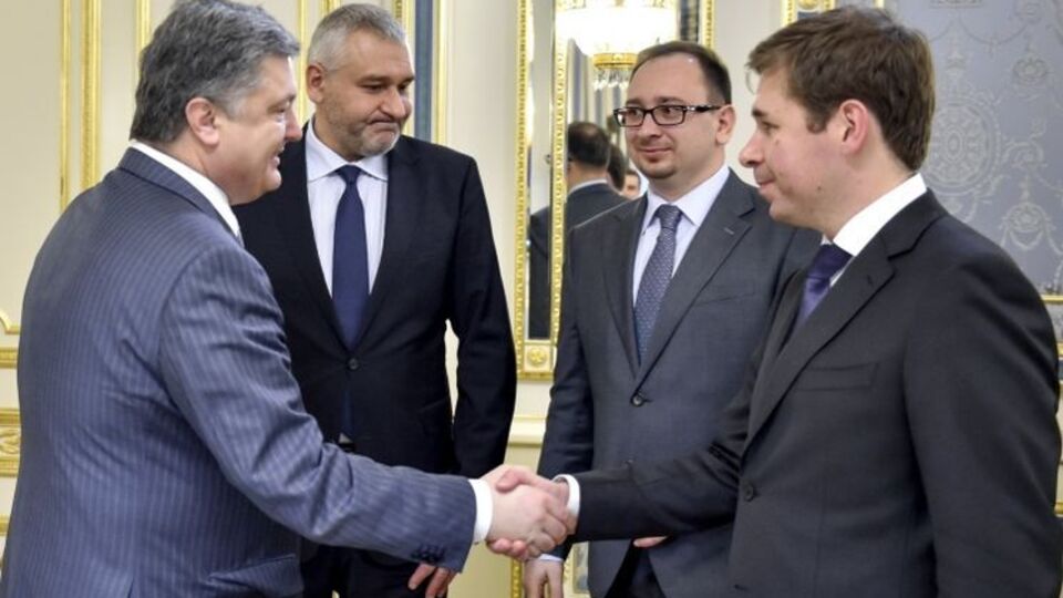 Адвокаты Савченко на встрече с президентом Порошенко (слева – направо): Фейгин, Полозов и Новиков