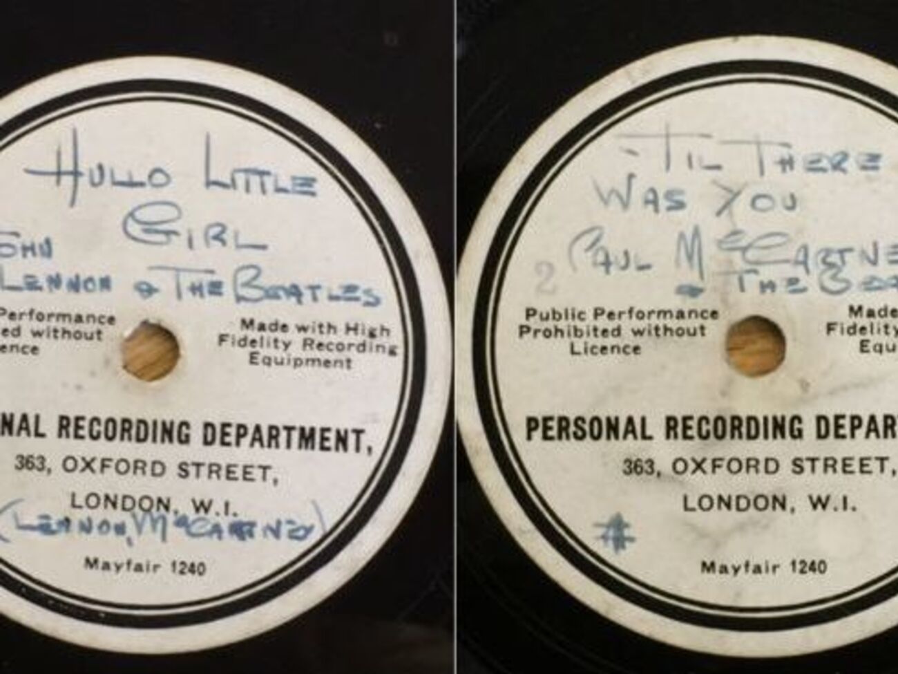 На пластинке записаны две песни The Beatles