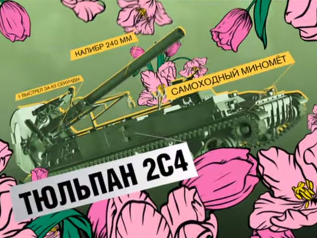 В "поздравительных" роликах на "Рен ТВ" воспеваются артиллерийские установки, минометы и слезоточивый газ