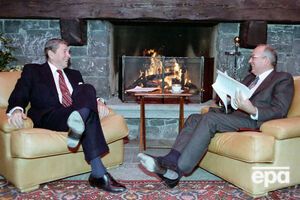 Рейган и Горбачев на саммите в Женеве, 1985 год