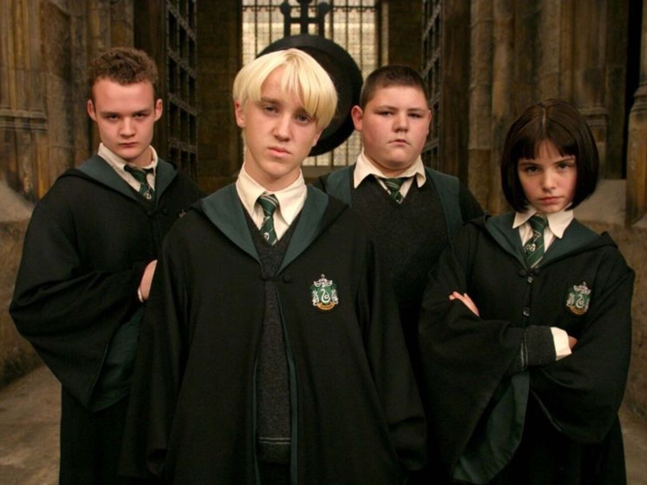 Хердман (крайний слева) сыграл Гойла в "Гарри Поттере"