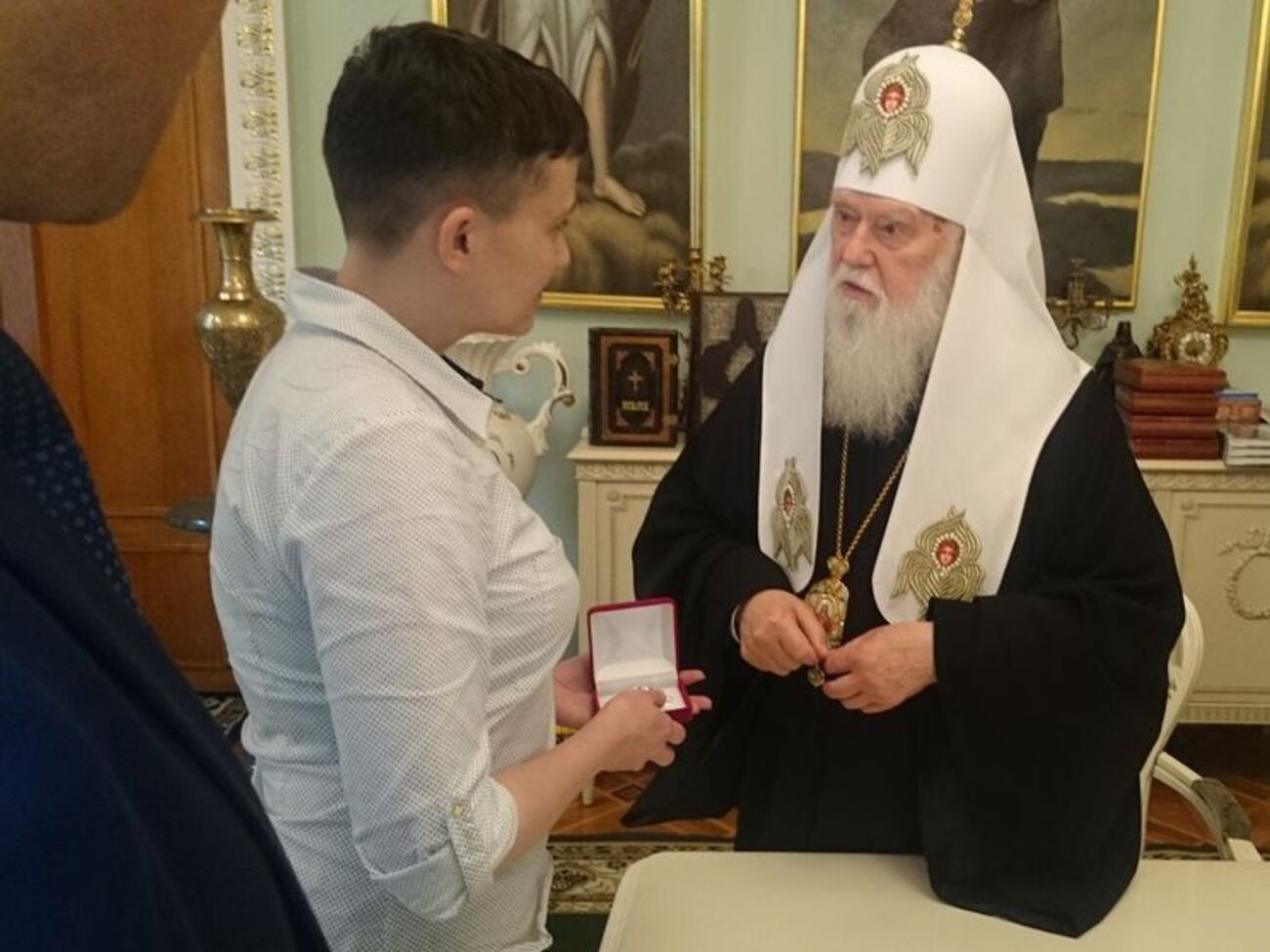После первого дня в Раде Савченко встретилась с патриархом Филаретом