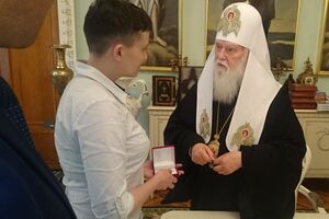 После первого дня в Раде Савченко встретилась с патриархом Филаретом