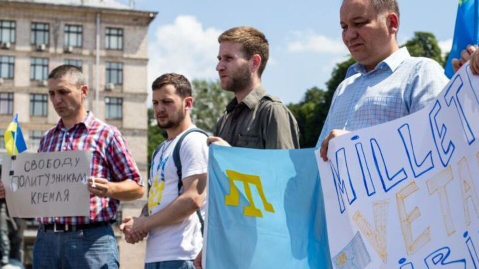 В акции принял участие недавно освобожденный из российской тюрьмы политзаключенный Геннадий Афанасьев