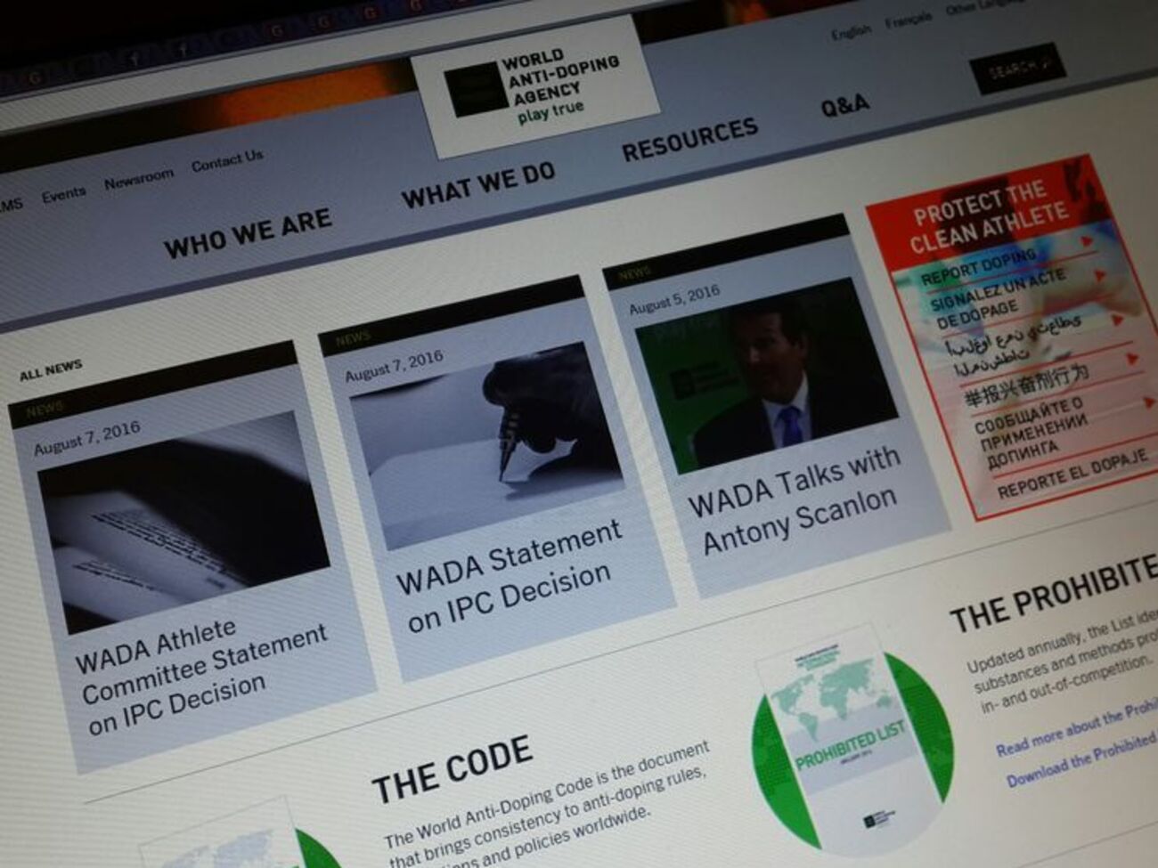 Сайт ВАДА работает в штатном режиме