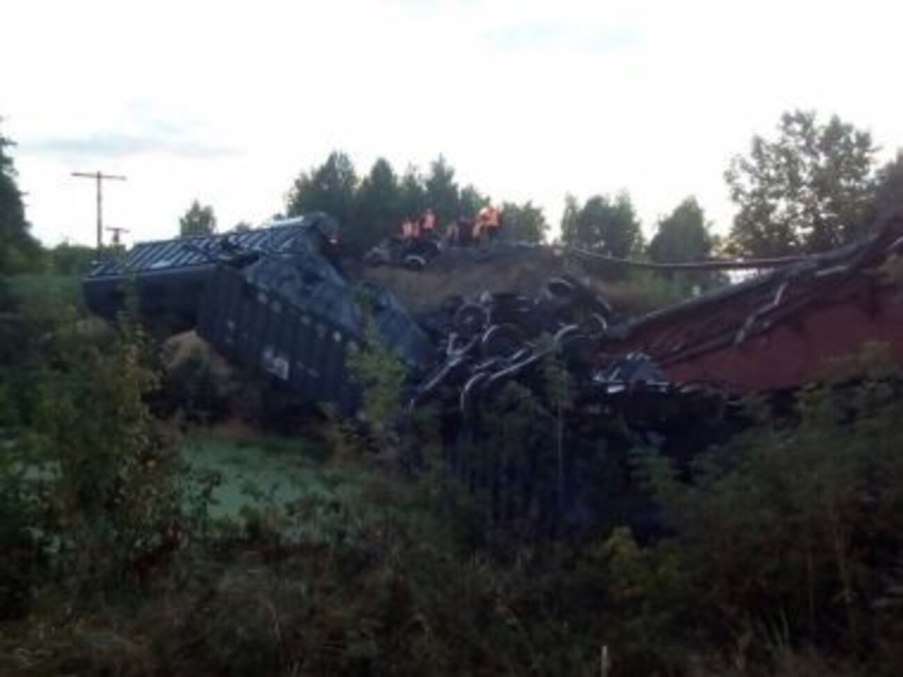 В Саратовской области РФ рухнул мост, несколько вагонов товарного состава упали в реку