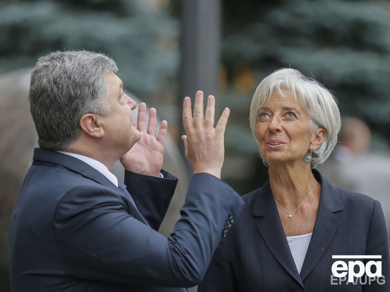 Президент Украины Петр Порошенко и директор-распорядитель МВФ Кристин Лагард во время встречи в Киеве, 2015 год