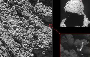 Космический аппарат Rosetta сфотографировал зонд Philae на поверхности кометы Чурюмова-Герасименко