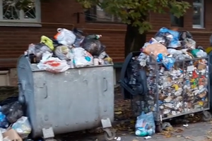 На видео засняли переполненные мусорники