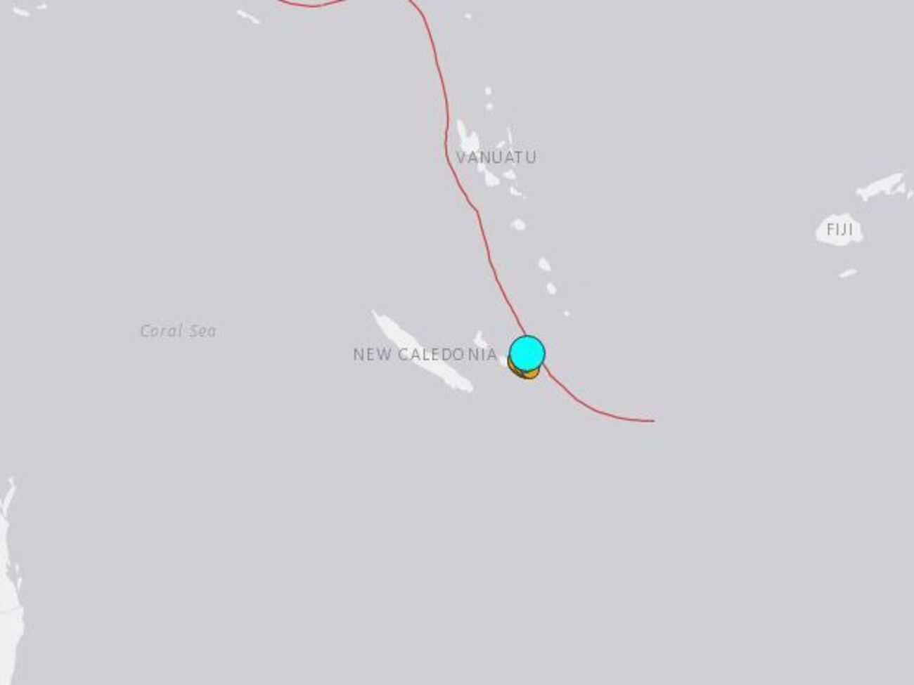 Землетрясение произошло вблизи островов Новой Каледонии