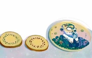 На дудле Google изображены кружочки картофеля, на один из которых нанесен портрет Коха