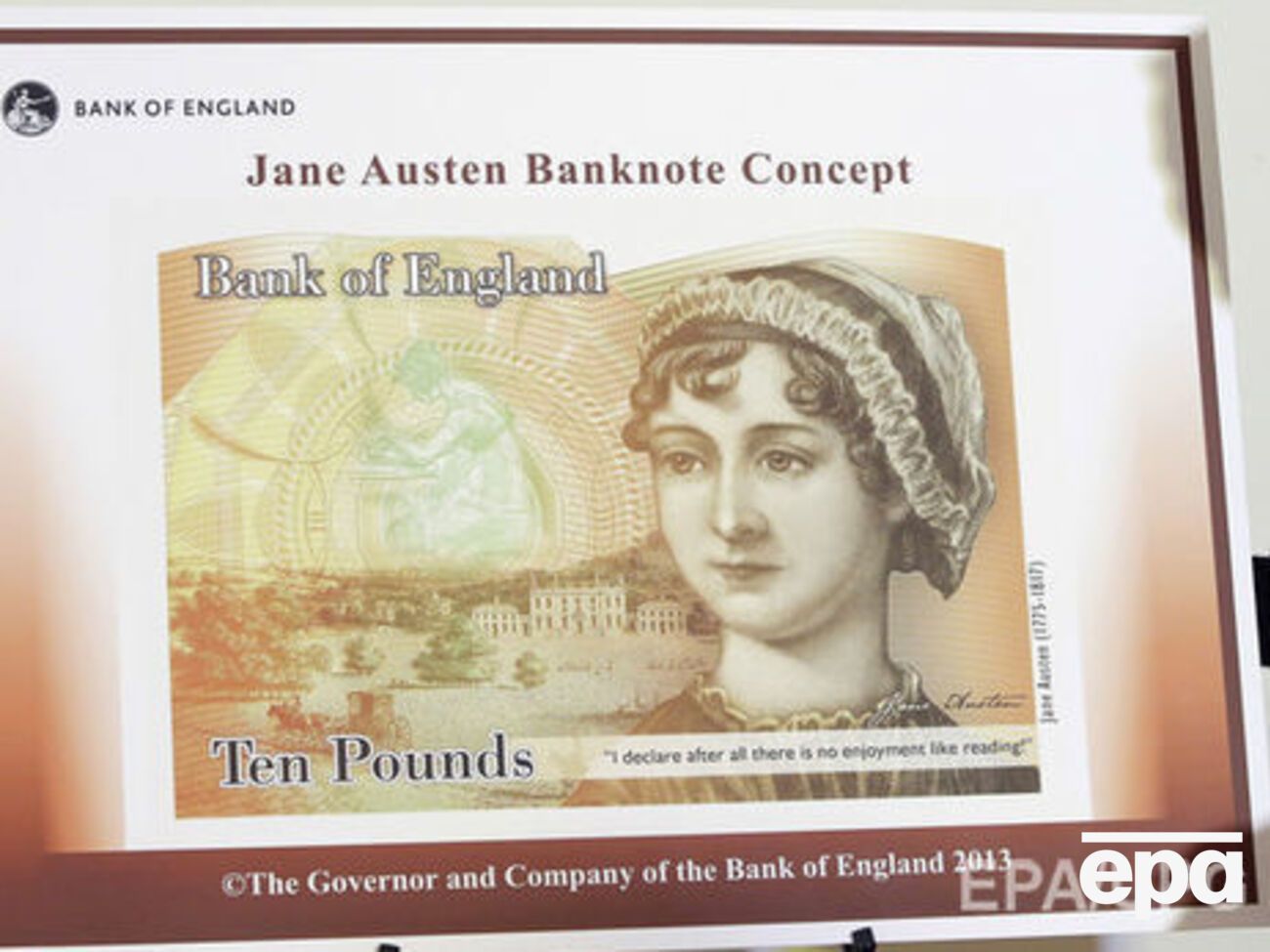 Остин изображена на 10-фунтовой банкноте