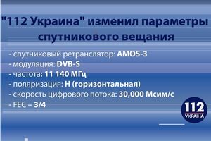 Телеканал "112 Украина" дал новые параметры для приема его сигнала