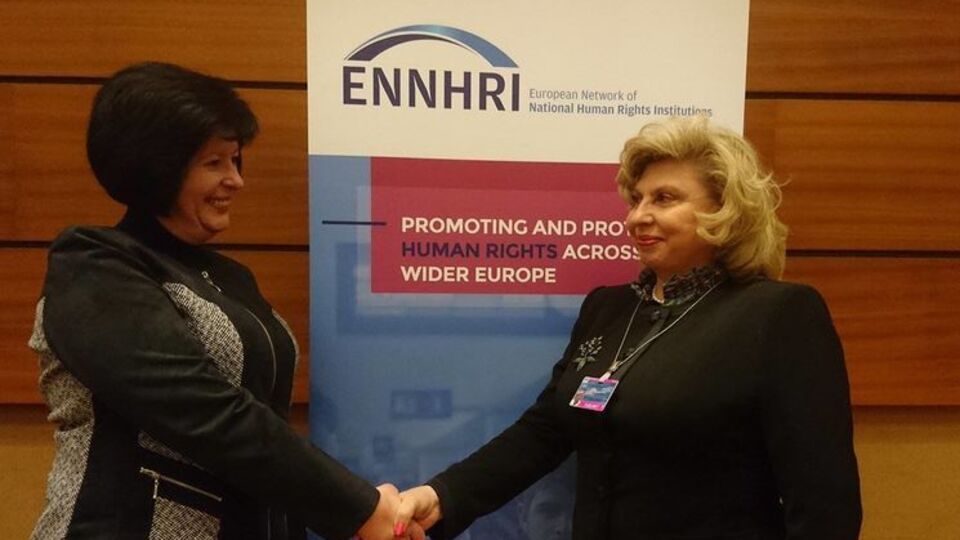 Лутковська (на фото зліва) і Москалькова зустрілись у Женеві