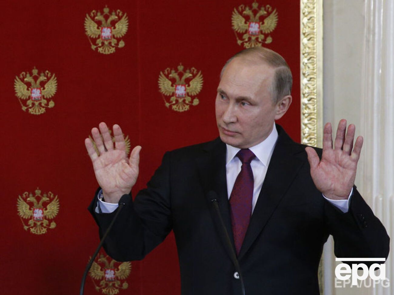 Президент Росії Володимир Путін на спільній із президентом Італії прес-конференції в Кремлі 11 квітня 2017 року