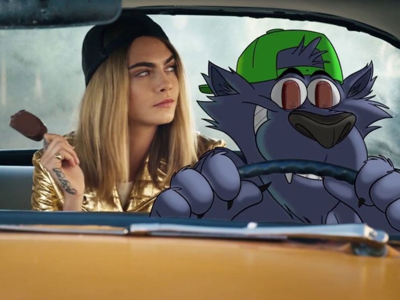 Делевинь рекламирует мороженое