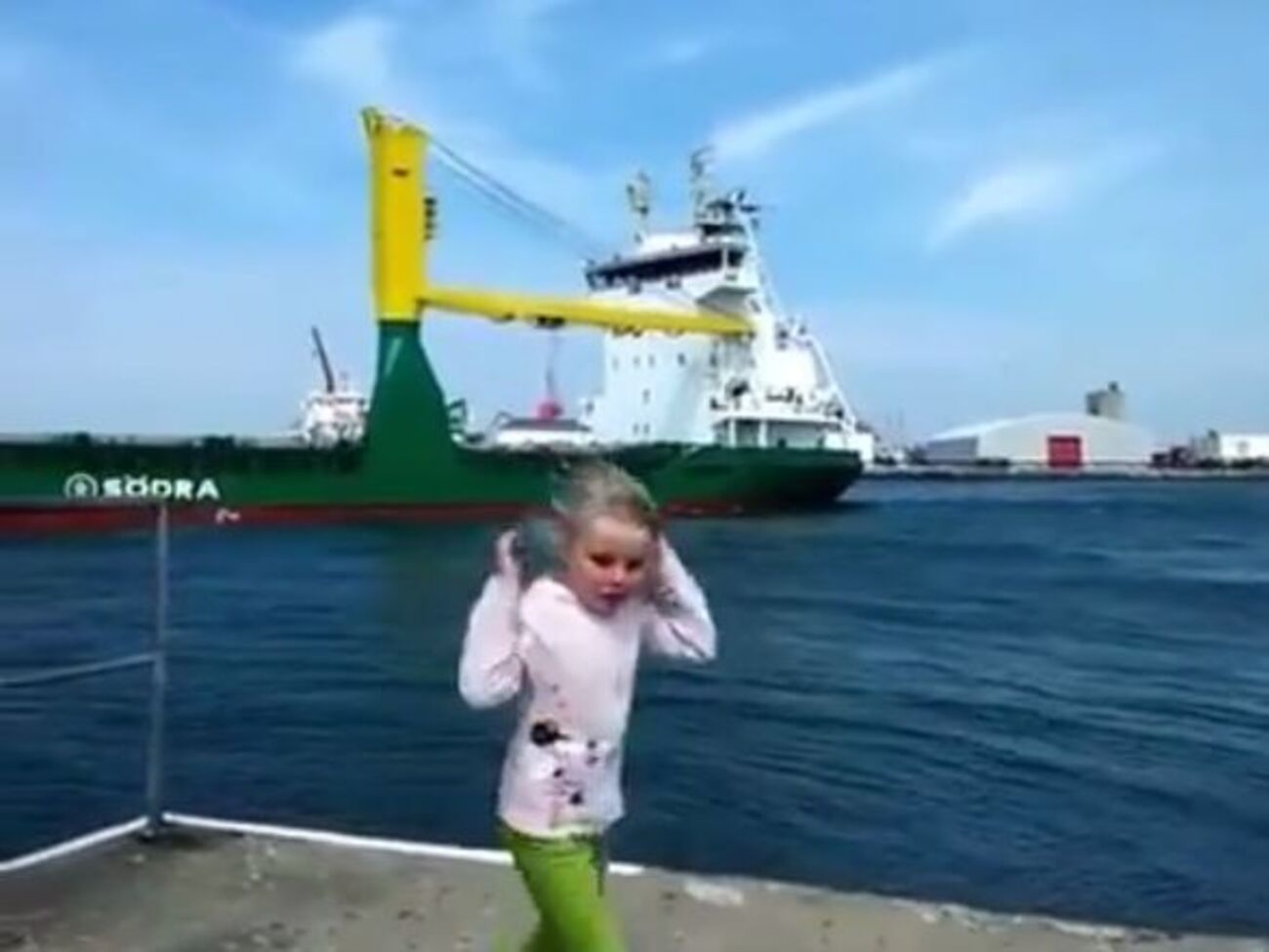 Дівчинка злякалася гудка корабля