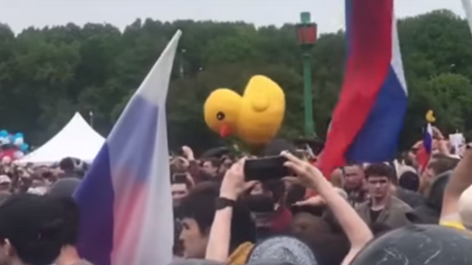 Желтая утка стала символом протестных акций в России
