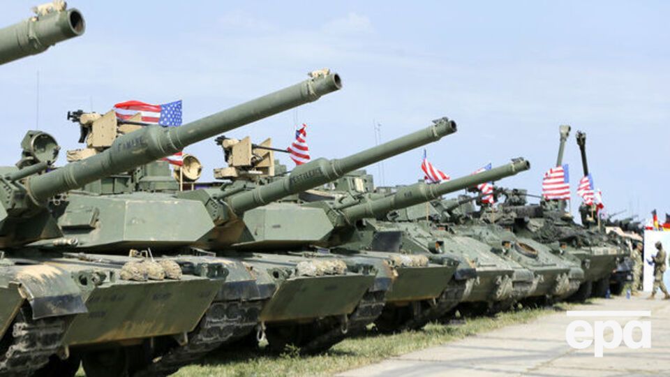 Американские танки Abrams на военной базе Вазиани в Грузии