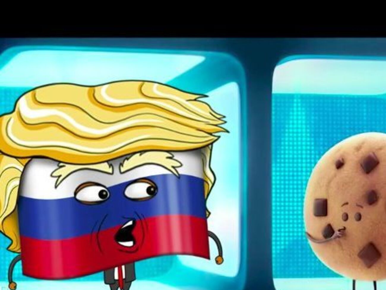 Трамп-флаг в комедийном ролике поговорил с печеньем