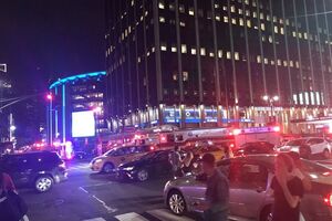 В центр города прибыло много пожарных машин