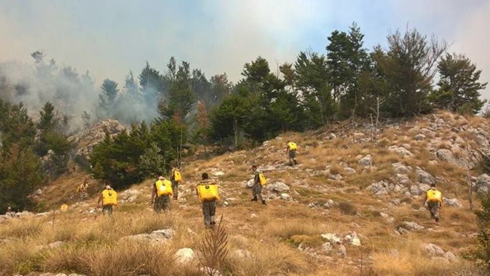 Чорногорські військові допомагають гасити пожежу на горі Ловчен