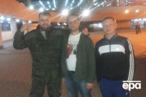 Ударивший журналиста НТВ Александр Орлов, один из главарей боевиков "ДНР" Павел Губарев и террорист Аслан Свиридов