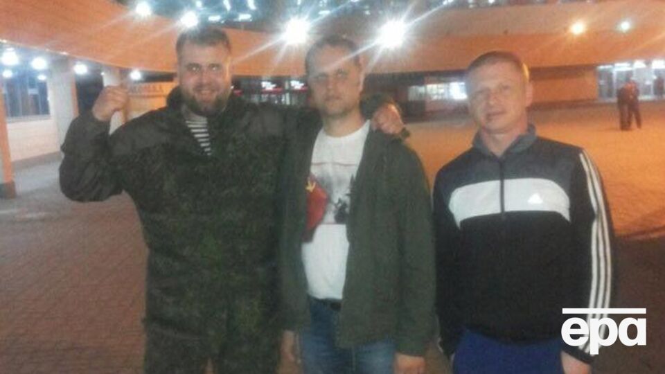 Ударивший журналиста НТВ Александр Орлов, один из главарей боевиков "ДНР" Павел Губарев и террорист Аслан Свиридов