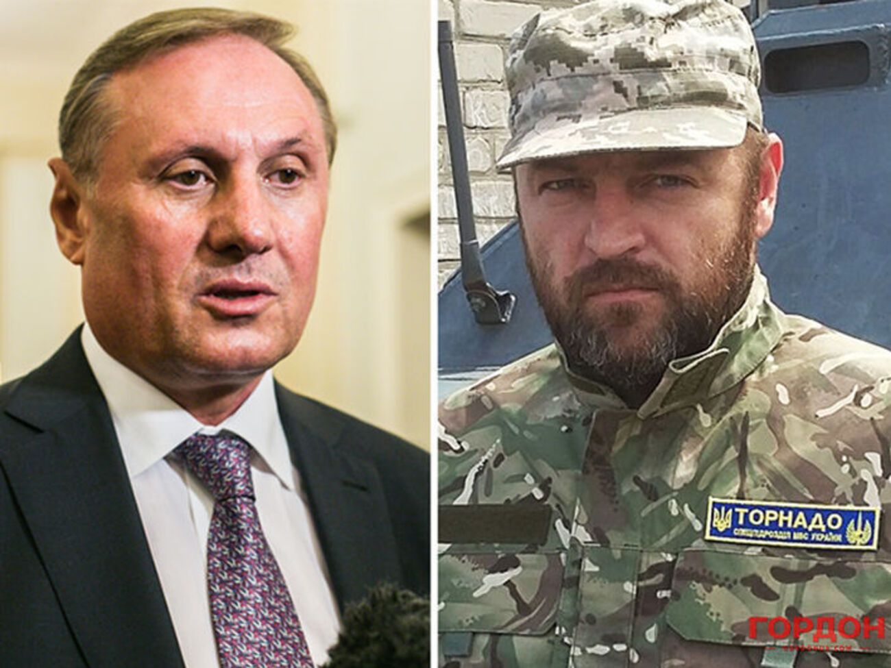 Одним из ключевых свидетелей в суде по делу Александра Ефремова (на фото слева) выступает бывший житель Перевальска Луганской области, экс-боец АТО Николай Цукур