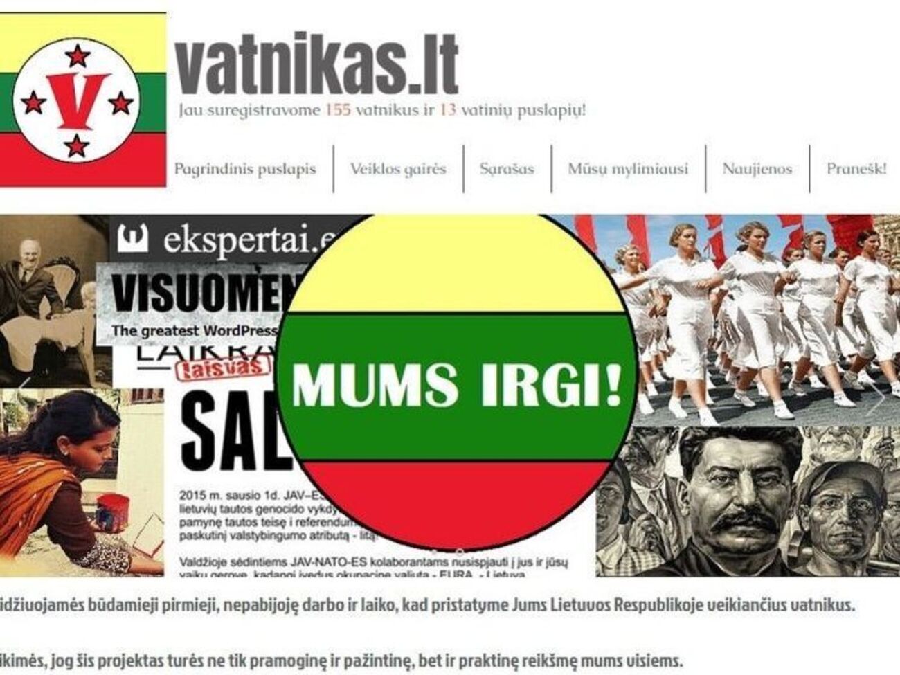 Заглавная страница сайта Vatnikas