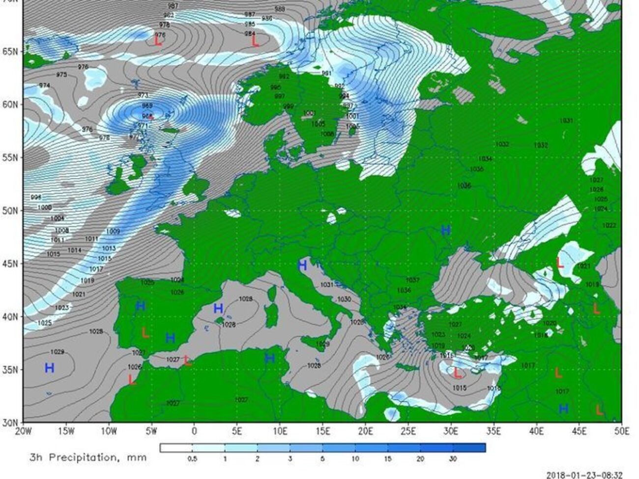 Большая часть Европы&nbsp;в поле высокого атмосферного давления и антициклона