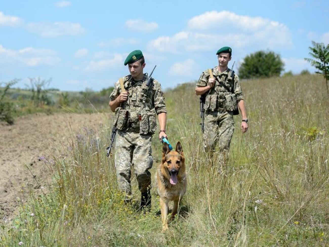 Пограничники&nbsp;задействовали кинологов со служебными собаками, натренированными на поиск оружия и боеприпасов
