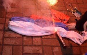 Члены С14 сожгли флаг РФ