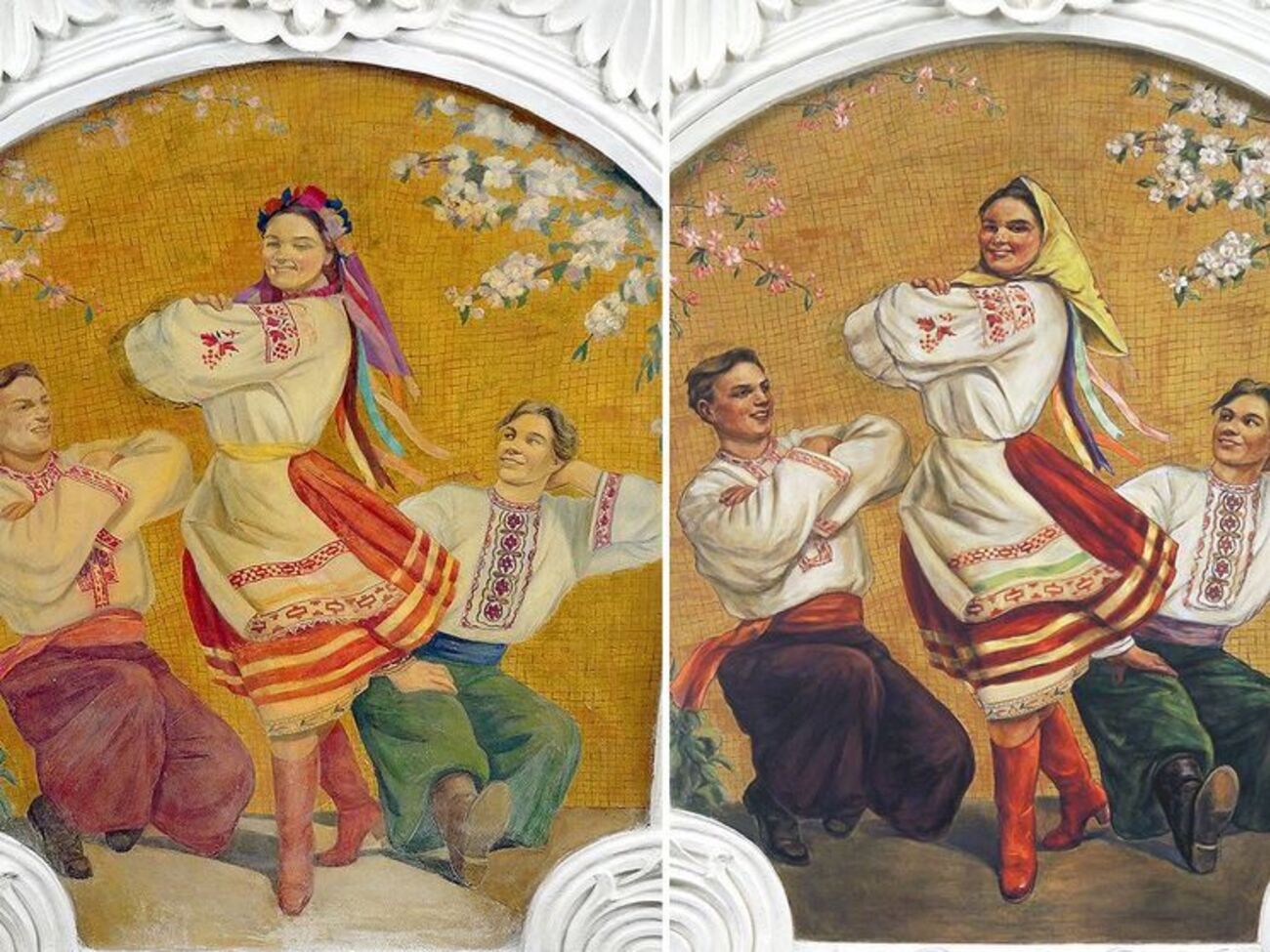 Вінок на голові дівчини з'явився після реставрації фрески в 1980-х роках