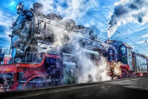 Поїзд зник, оповитий туманом